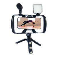 Kit de Grabación Vlogger Mini Trípode Micrófono Control Luz Led