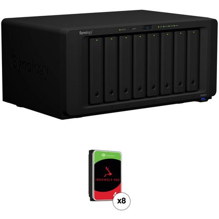 Kit de Carcasa Nas Synology Diskstation Ds1821+ de 8 Bahías con Unidades Nas Seagate Ironwolf Pro 8