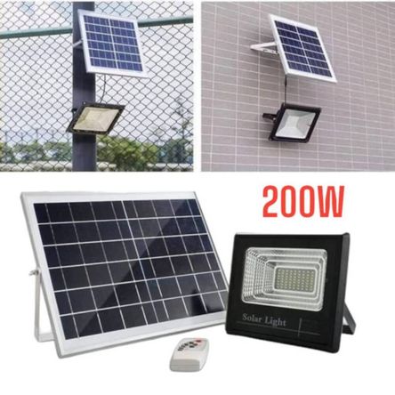 Reflector Solar Led 200Watts con Panel Solar Black Exteriores
