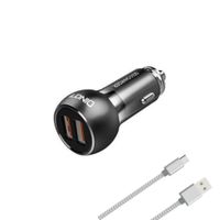 Cargador Metálico de Celular Súper Rápido para Automóvil 36W Doble USB-A