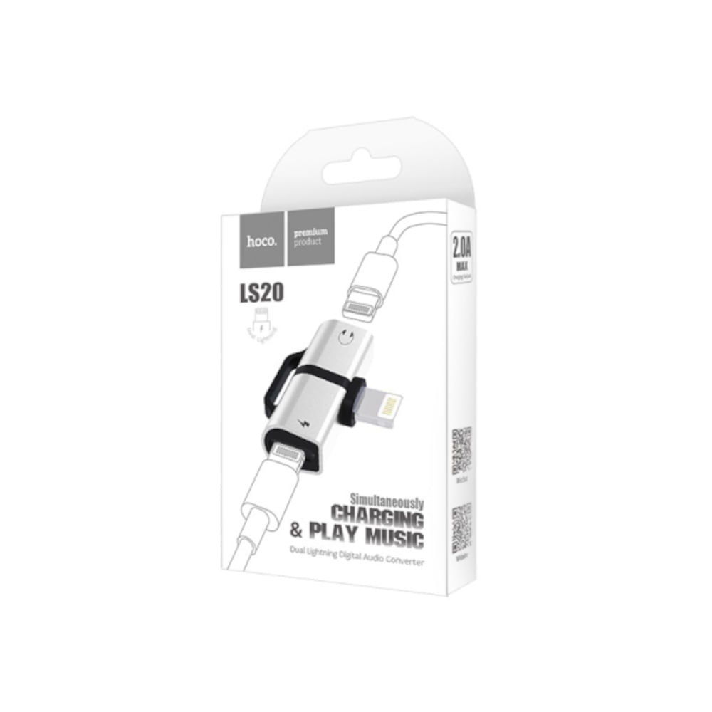 Adaptador Conector LS20 Lightning a Doble Lightning (Cargador-Audio ...