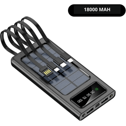 Bateria Externa Solar Powerbank 18000 mAh 4 Cables Aire Libre CP-Z1 TECNO VEA