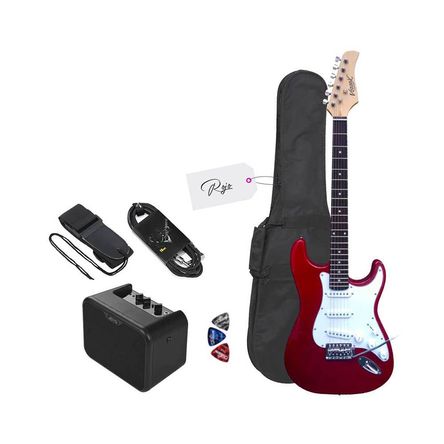 Guitarra Eléctrica Strato Roja con Amplificador Joyo 10W
