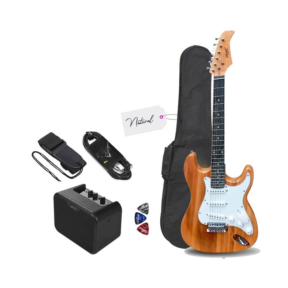 Guitarra Eléctrica Strato Natural con Amplificador Joyo 10W Guitarra Eléctrica Strato Natural con Amplificador Joyo 10W
