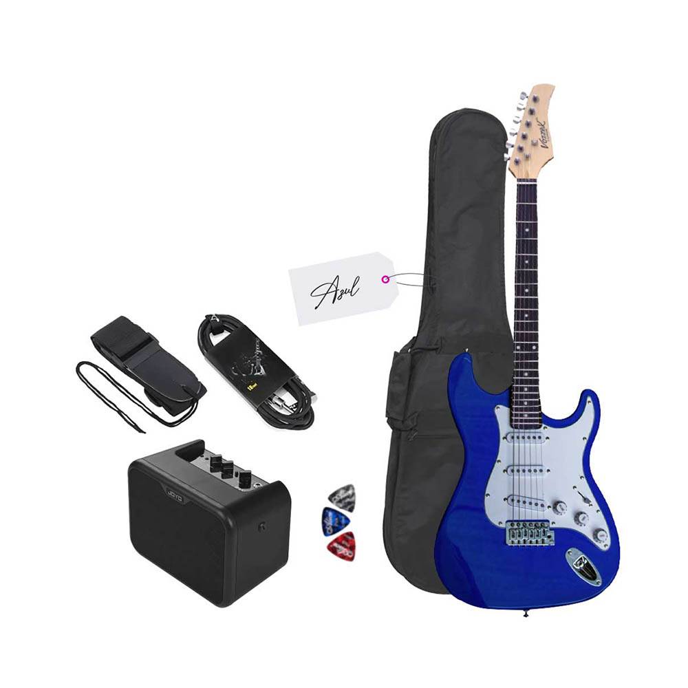 Guitarra Eléctrica Strato Azul con Amplificador Joyo 10W Guitarra Eléctrica Strato Azul con Amplificador Joyo 10W