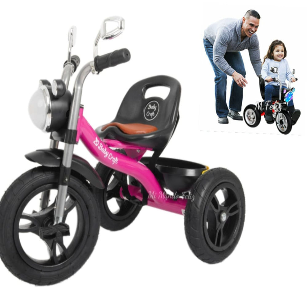 Triciclo Chavito Para Niños Musical Llantas Grandes Rosa