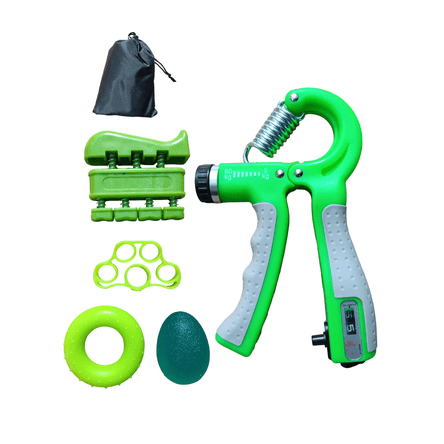 Hand Grip 60 Kg Contador con Kit Fortalecimiento de Agarre Verde