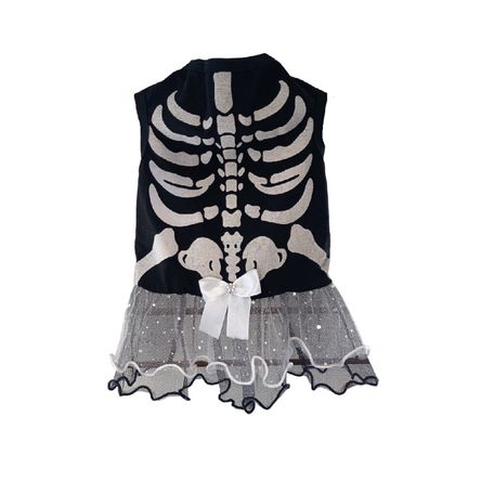 Disfraz para Perro/Gato Modelo Vestido Esqueleto Halloween Talla 0 MIA&OSHI BOUTIQUE