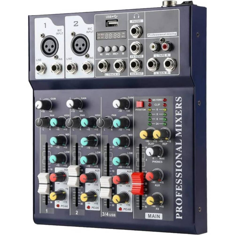 Mezclador de Audio Profesional 4 Canales Mezclador Audio USB Bluetooth Mezclador de Audio Profesional 4 Canales Mezclador Audio USB Bluetooth