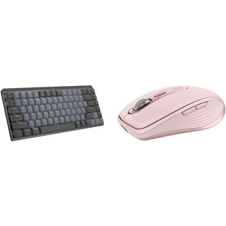 Kit de Teclado Mecánico Inalámbrico Logitech Mx Y Mouse Anywhere 3S Clicky Gris Rosa