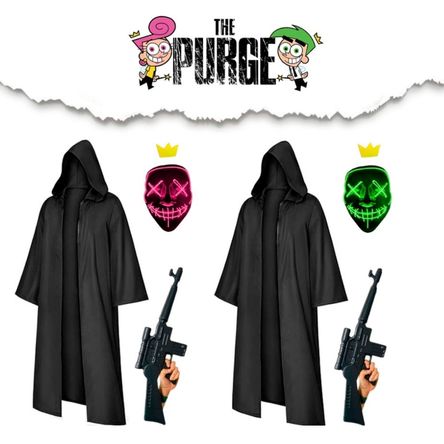 Máscaras Halloween Pack x2unidad la Purga led cosmo con Arma INGENIERIAICSG