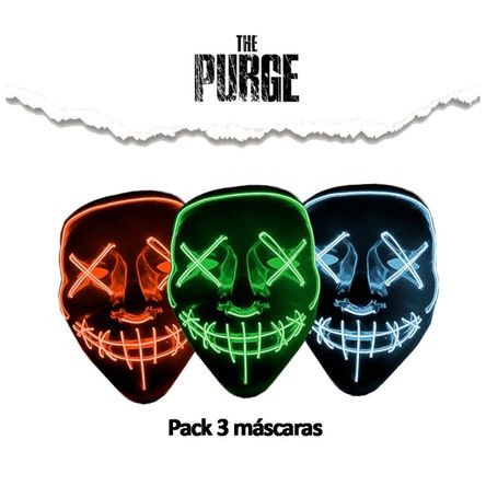 Mascara Pack x3 unidades La purga Led Halloween Fest INGENIERIAICSG