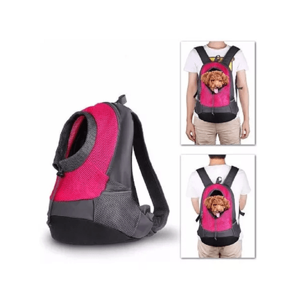 Mochila Transportadora de Mascotas para Perros y/o Gatos Fucsia/Gris Talla S MIA&OSHI BOUTIQUE