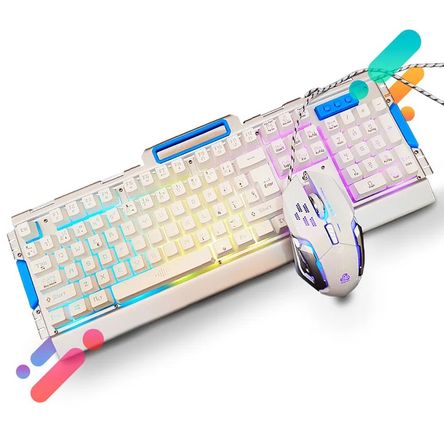 Kit Teclado y Mouse Gamer RGB Blanco K33  Seisa