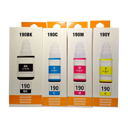 Juego de Tinta GI-190 Compatible para Canon Negro Cyan Magenta Yellow