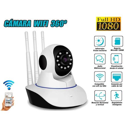 Cámara de Seguridad IP WiFi 3 Antenas FULL HD Seisa