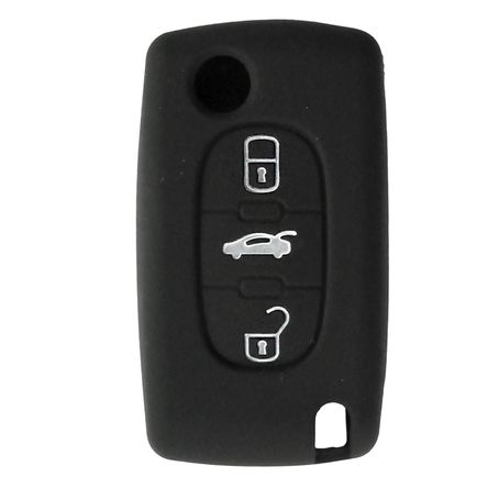 Cobertor de Llave Flip en Silicona color negro 03 Botones para Peugeot