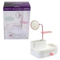 Organizador Maquillaje y Espejo para Labiales Brochas Joyas Arete White