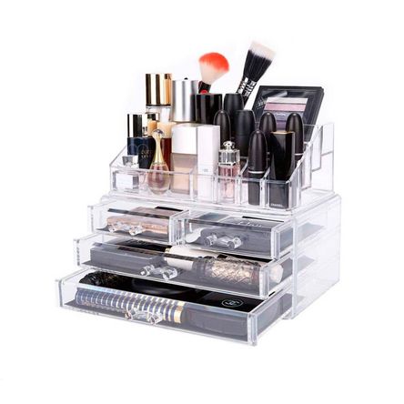 Estante de 4 Cajones Ideal para Cosmeticos y Joyas Acrílico Transparente Estante de 4 Cajones Ideal para Cosmeticos y Joyas Acrílico Transparente