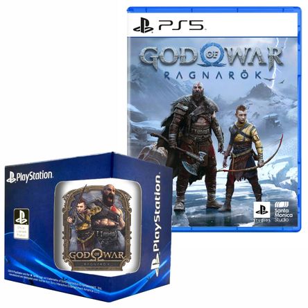 God Of War Ragnarok y Taza Sony PS5