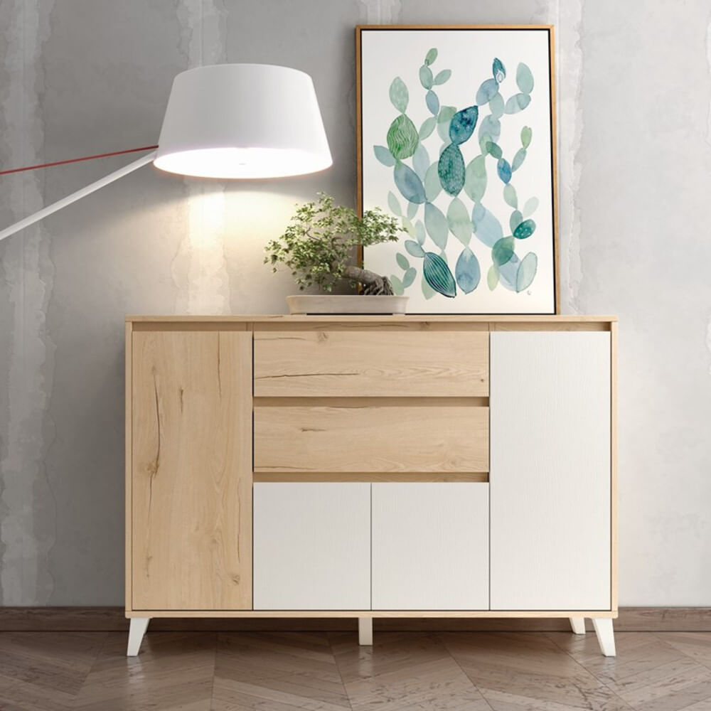 Aparador Funcional Salvador 4 puertas 2 cajones TU MESITA color Duna/Blanco