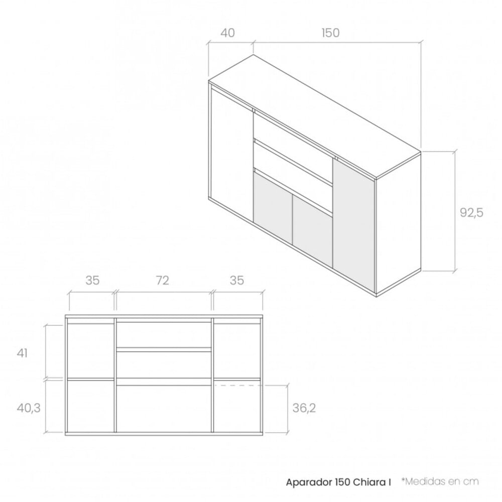 Aparador elegante 4 puertas Dario color Blanco/Duna TU MESITA - Promart