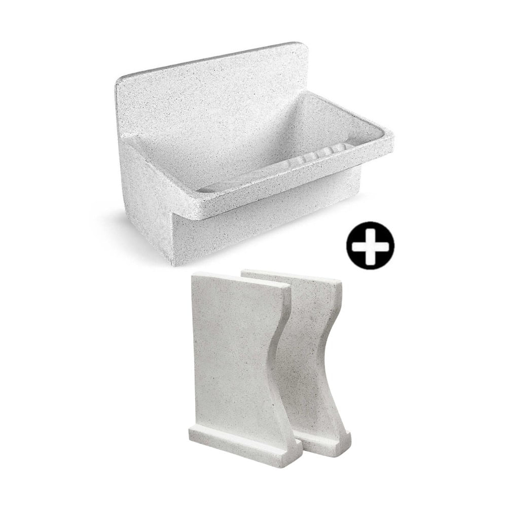 COMBO Sanitarios Quispe Granito: Lavadero de granito 1 poza 80x50cm + 2 Pedestales