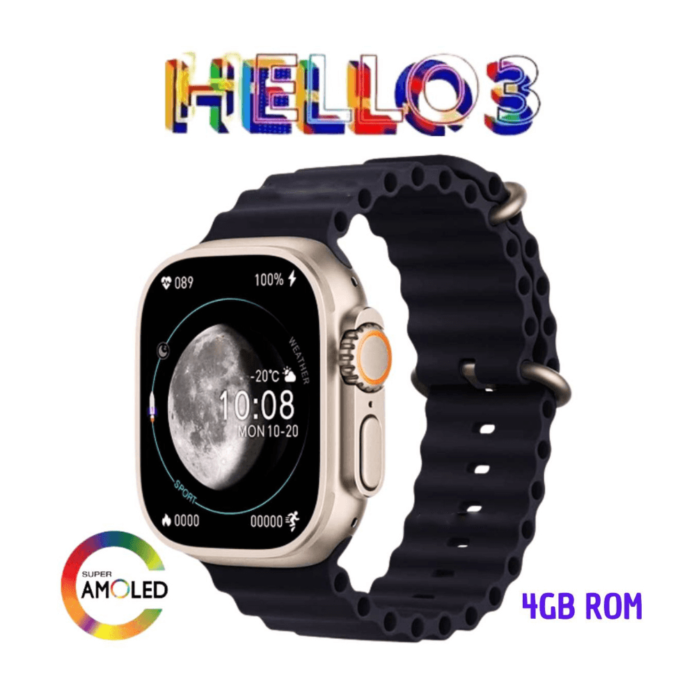 Pack Smartwatch Hello Watch 3 Negro 4GB Amoled Acuatico y Audífono F9 -  Promart