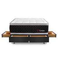 Cama Box Tarima 4 Cajones FORLI Beauty Dream Golden Pocket 2 Plazas + 2 Almohadas + Protector
