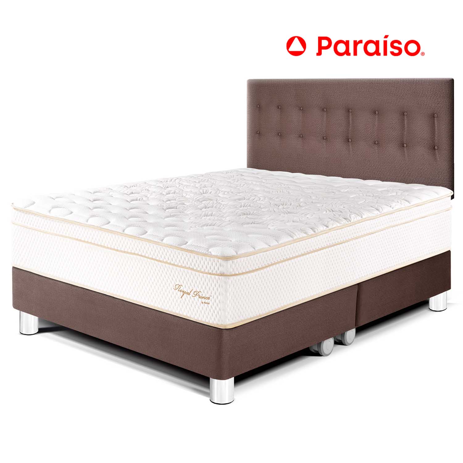 Juego de Dormitorio Paraíso Royal Prince King Chocolate + 2 almohadas viscoelásticas + protector