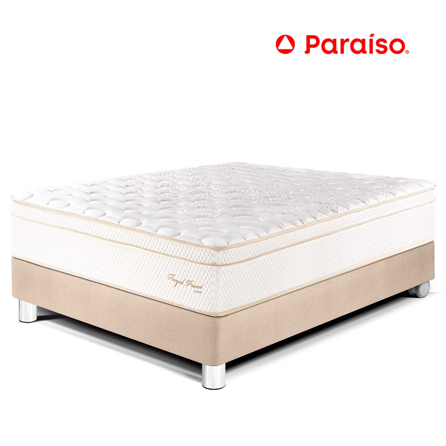 Cama Paraíso Royal Prince 2 Plazas Champagne + 2 almohadas viscoelásticas + protector