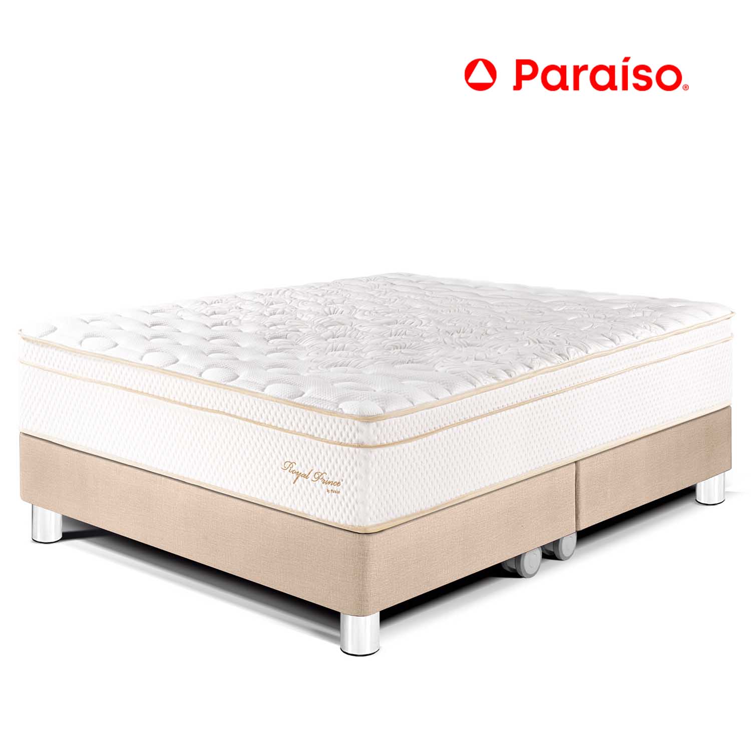 Cama Paraíso Royal Prince Queen Champagne + 2 almohadas viscoelásticas + protector