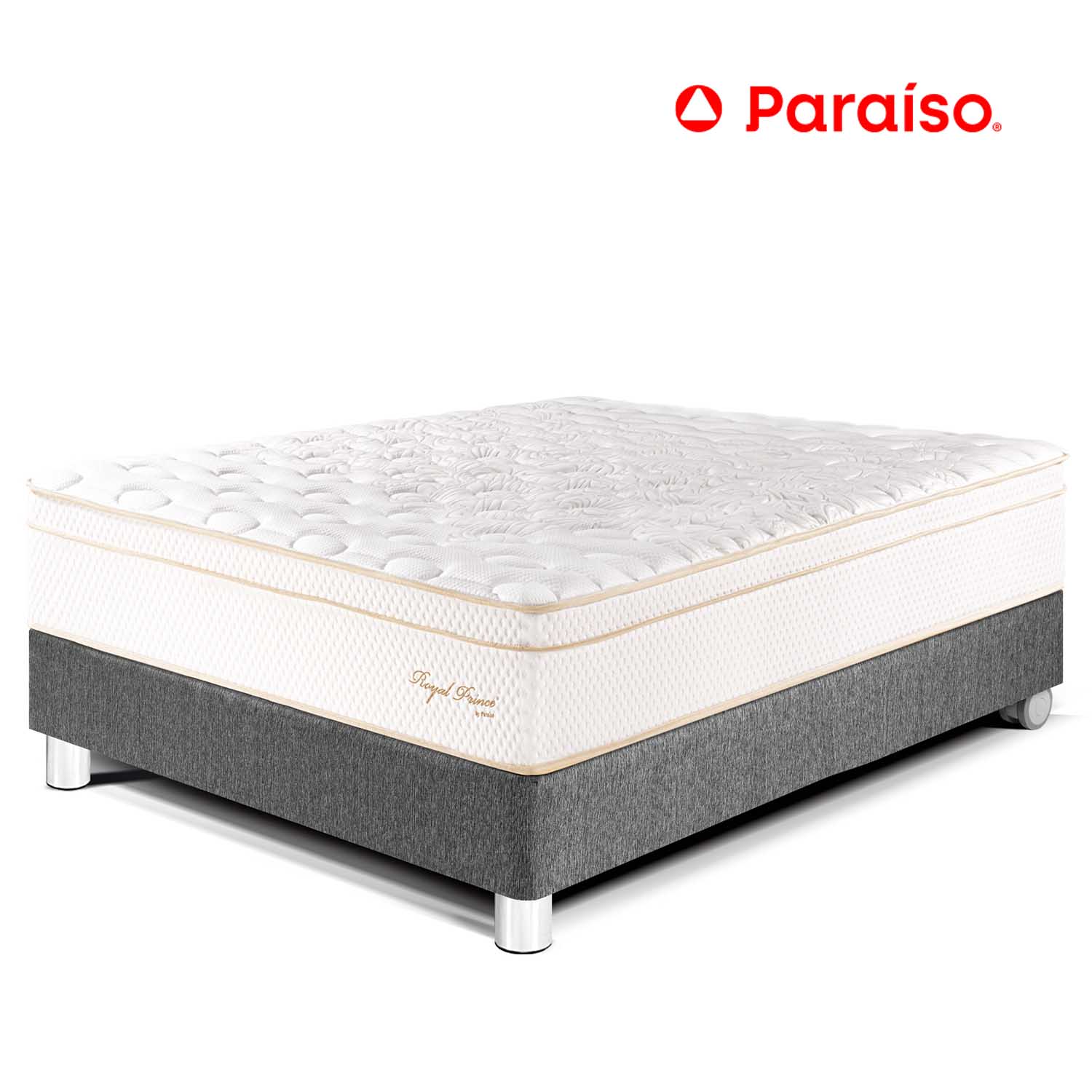 Cama Paraíso Royal Prince 2 Plazas Acero + 2 almohadas viscoelásticas + protector