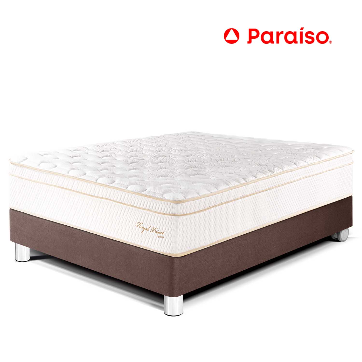 Cama Paraíso Royal Prince 2 Plazas Chocolate + 2 almohadas viscoelásticas + protector