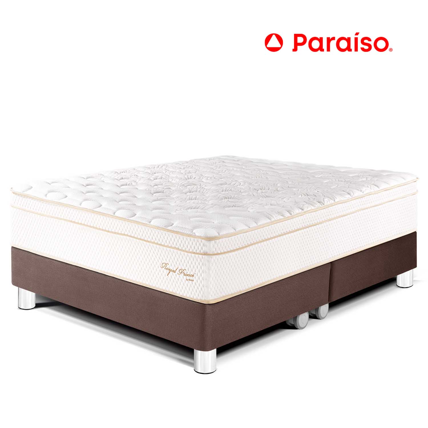 Cama Paraíso Royal Prince Queen Chocolate + 2 almohadas viscoelásticas + protector