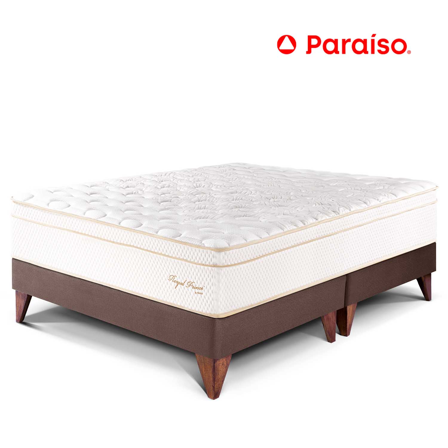 Cama Europea Royal Prince king - Chocolate + 2 almohadas viscoelásticas + protector