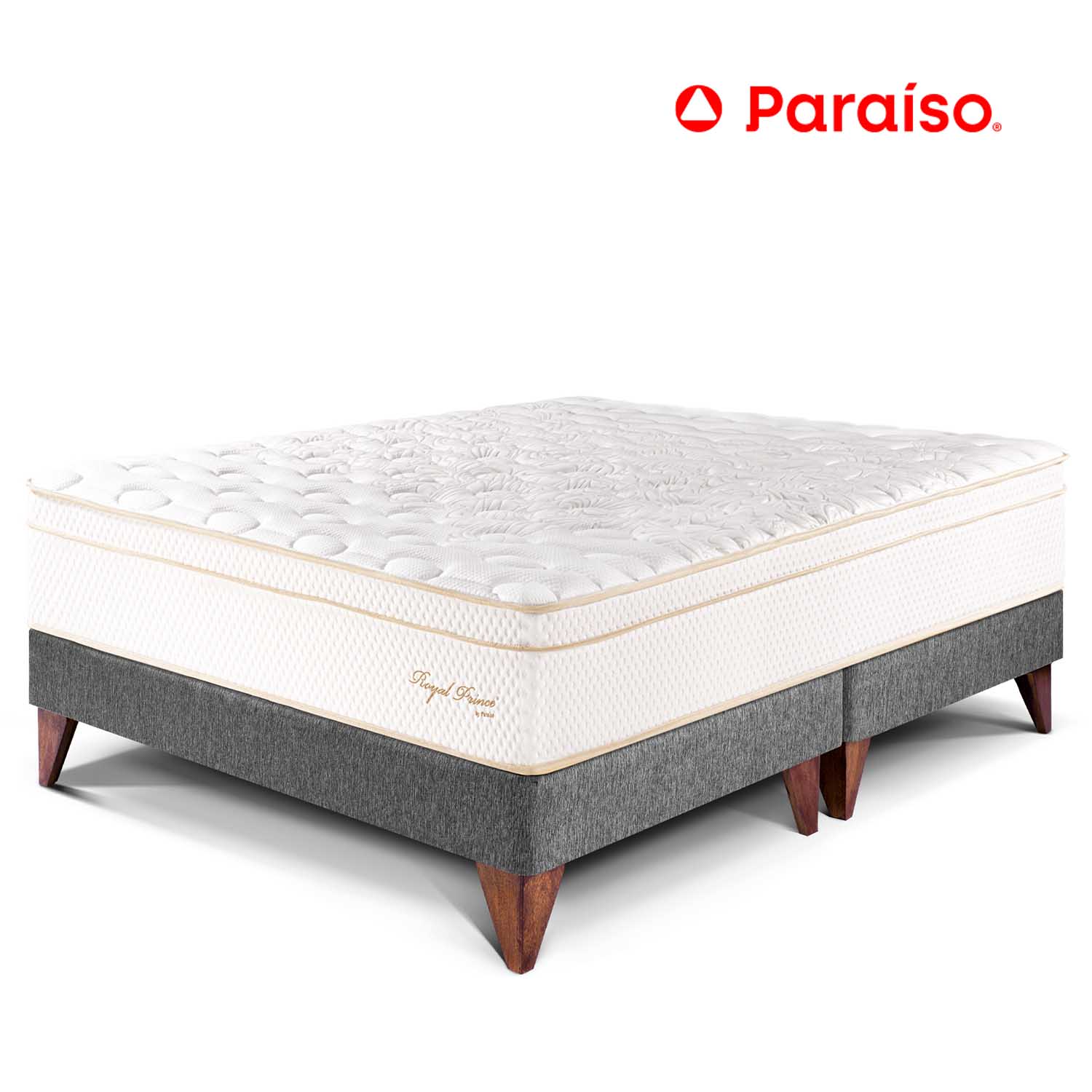 Cama Europea Royal Prince King - Acero + 2 almohadas viscoelásticas + protector
