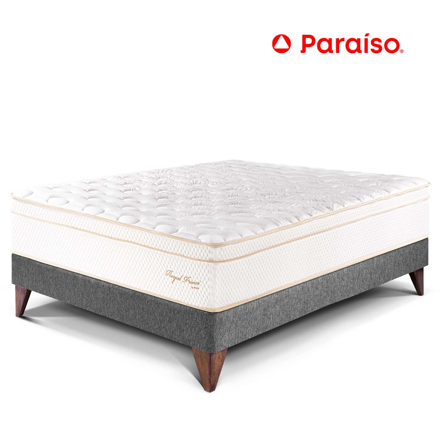 Cama Europea Royal Prince 2 Plazas - Acero + 2 almohadas viscoelásticas + protector