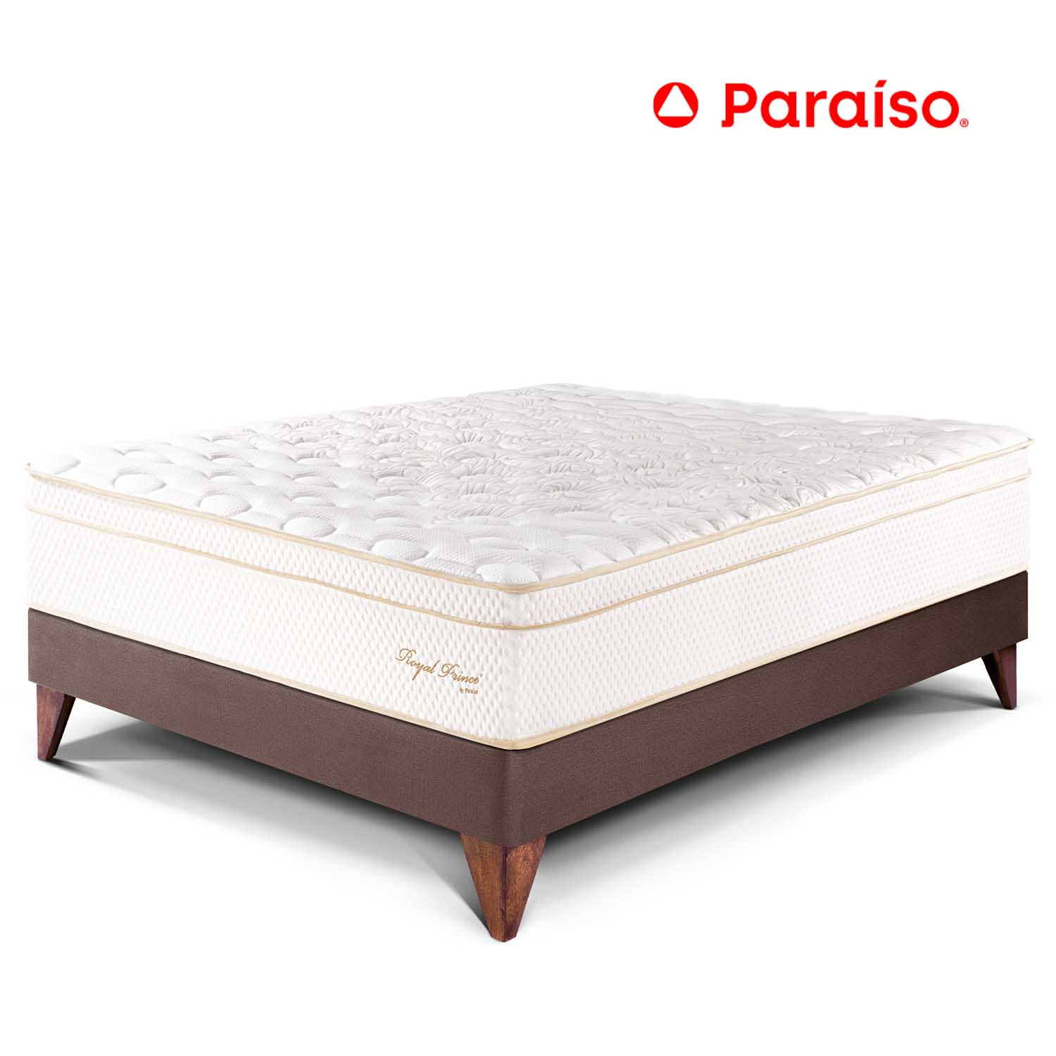 Cama Europea Royal Prince 2 Plazas - Chocolate + 2 almohadas viscoelásticas + protector