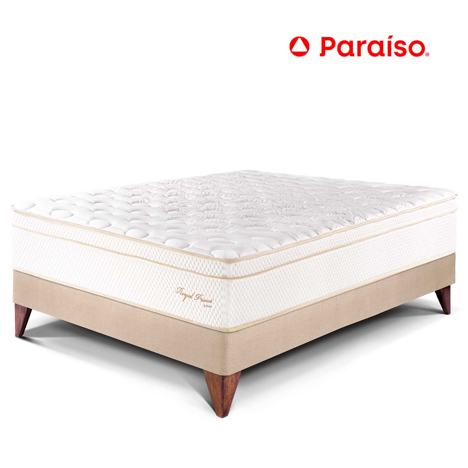 Cama Europea Royal Prince 1.5 Plazas Champagne + 1 almohada viscoelástica + protector