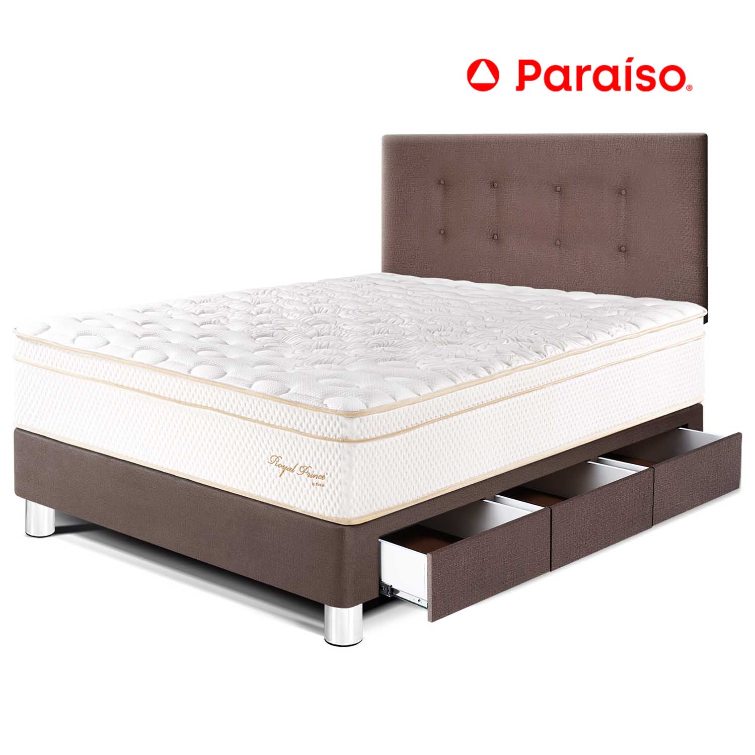 Dormitorio Royal Prince con Cajones 1.5 Plazas Chocolate + 1 almohada viscoelástica + protector