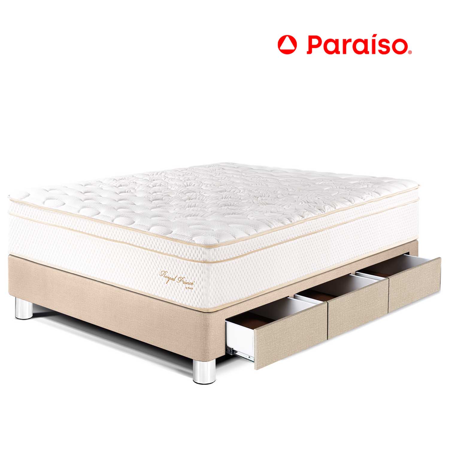 Cama Royal Prince Cajones 1.5 Plazas Champagne + 1 almohada viscoelástica + protector