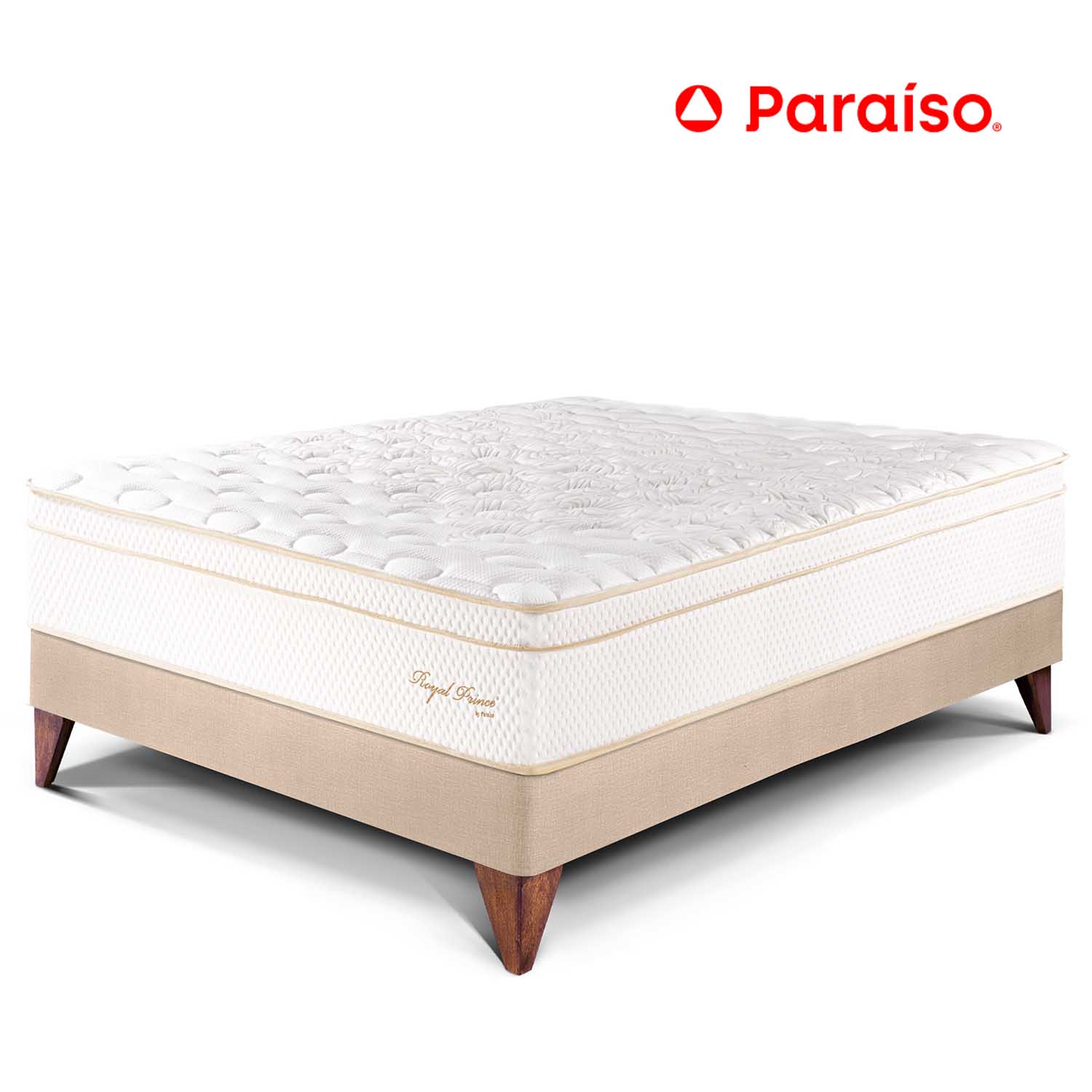 Cama Europea Royal Prince 2 Plazas Champagne + 2 almohadas viscoelásticas + protector