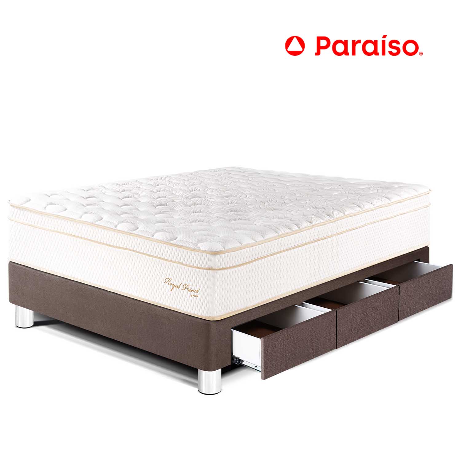 Cama Royal Prince Cajones 1.5 Plazas Chocolate + 1 almohada viscoelástica + protector