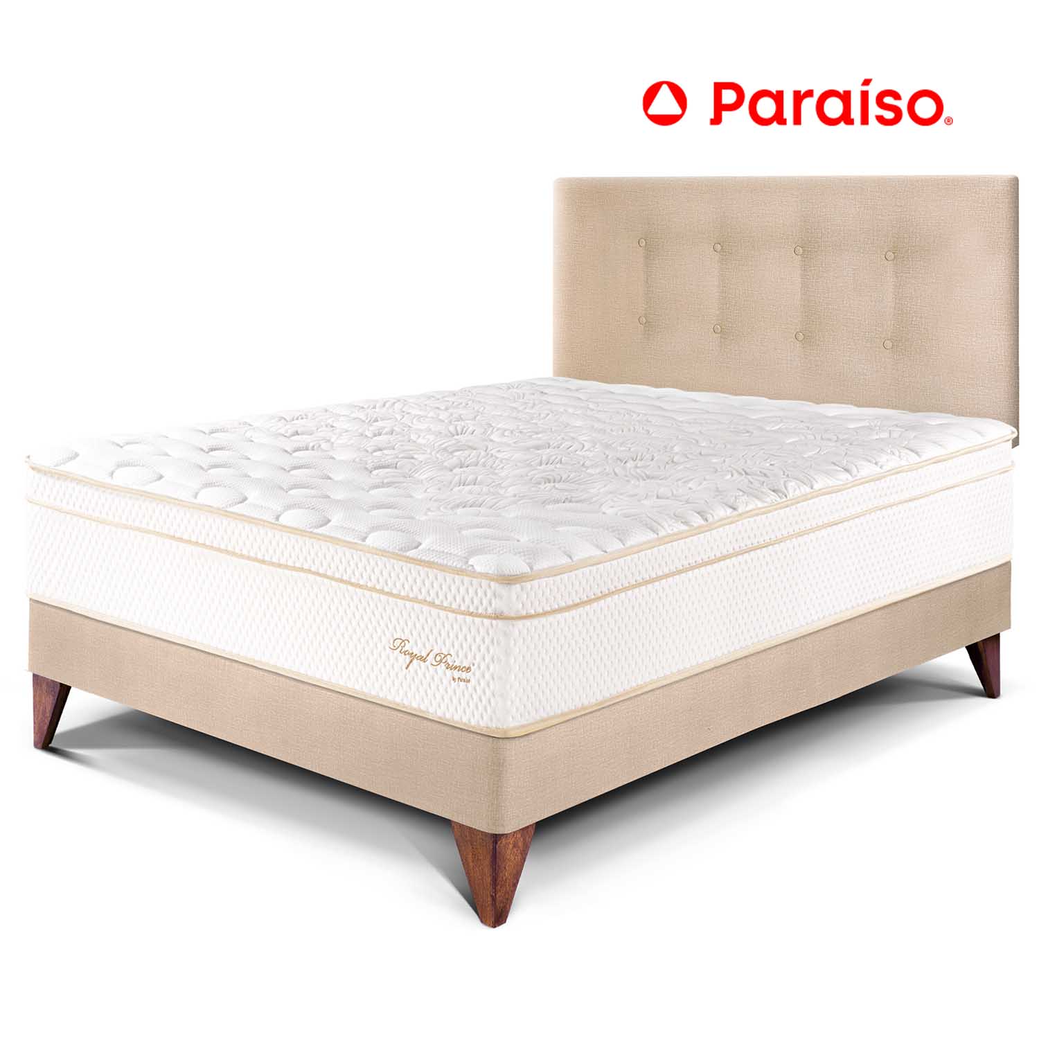 Dormitorio Europeo Royal Prince 1.5 Plazas Champagne + 1 almohada viscoelástica + protector