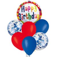 Globo Bouquette OLEGO Happy Birthday Rojo Blíster 7un