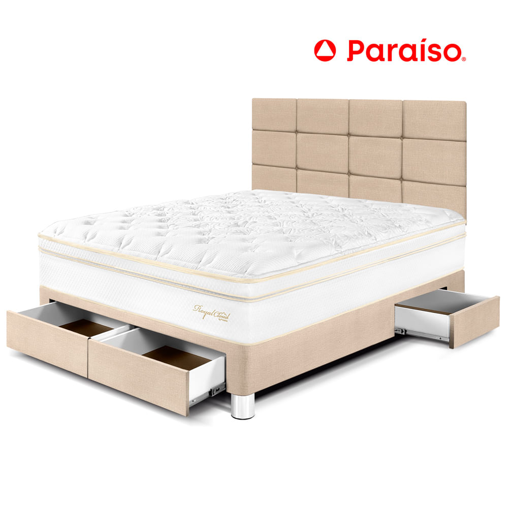 Dormitorio Royal Cloud con Cajones 2 Plazas y Cabecera Blocks Champagne