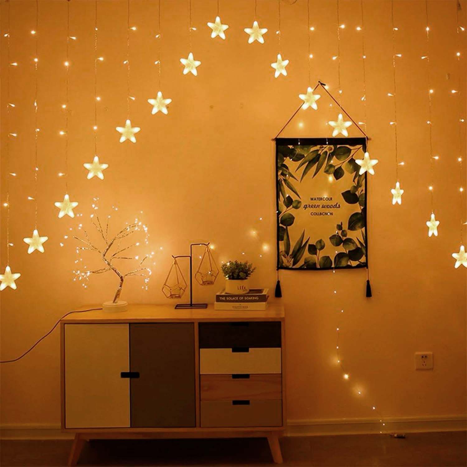 Cortina Led Estrellas Luz cálida 220V Luxes Largo 3MT