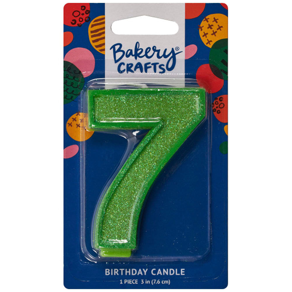 Vela Deluxe Glitter Número 7  BAKERY CRAF