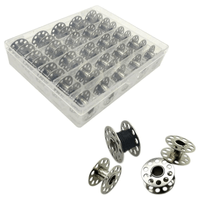 25 Carretel Bobinas de Metal para Máquina de Coser Brother Janome Singer con Caja de Almacenamiento